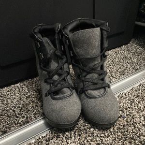 grey ankle heel boots